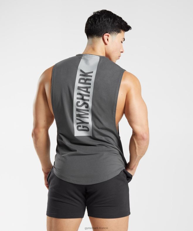 Gymshark réservoir à bras tombant audacieux silhouette grise Hommes 6HF28882