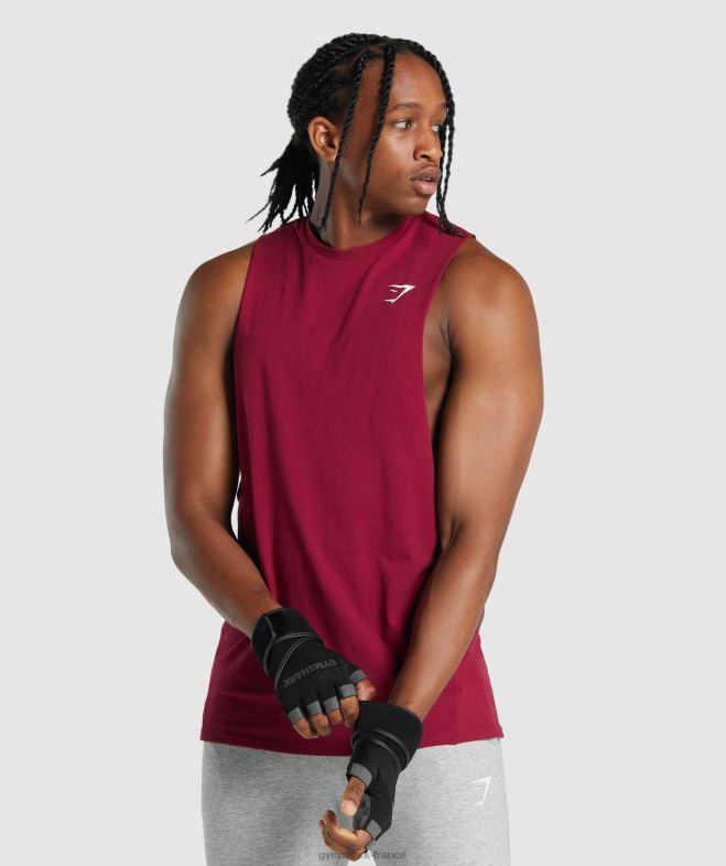 Gymshark réservoir à bras tombant critique 2.0 Bourgogne Hommes 6HF28961