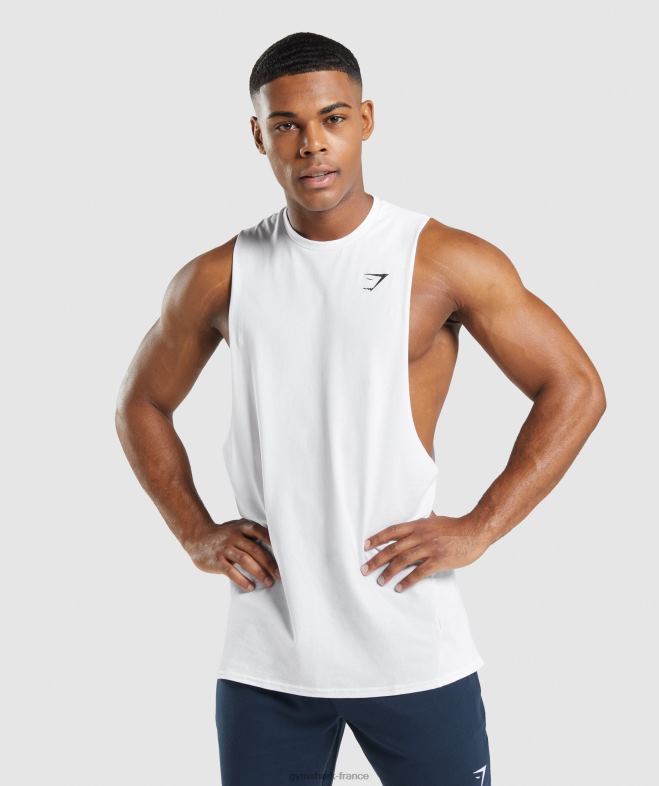 Gymshark réservoir à bras tombant critique 2.0 blanc Hommes 6HF28901
