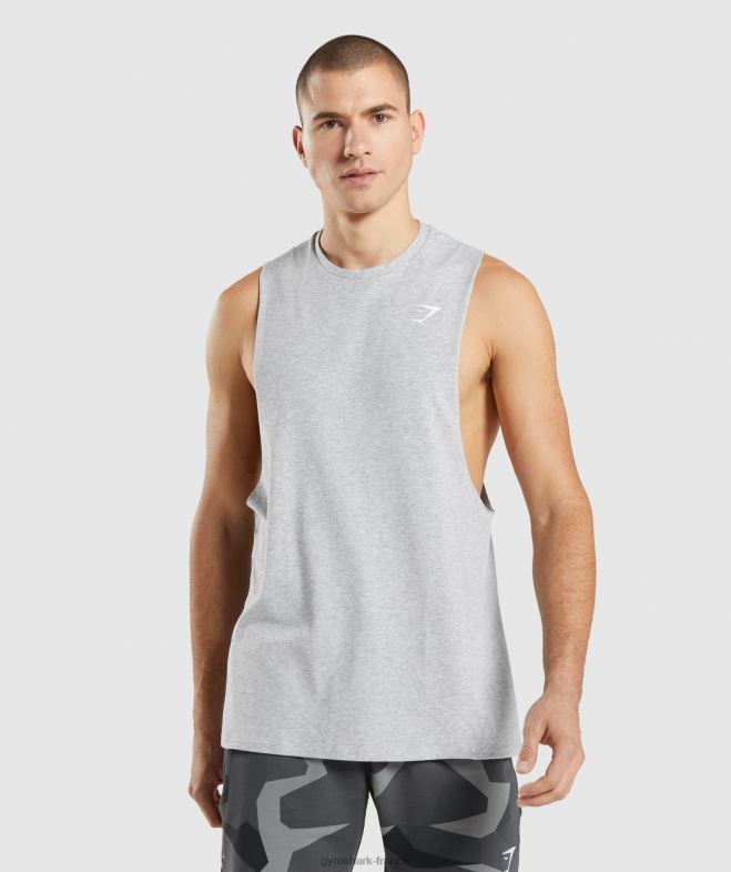 Gymshark réservoir à bras tombant critique 2.0 chiné gris clair Hommes 6HF28887