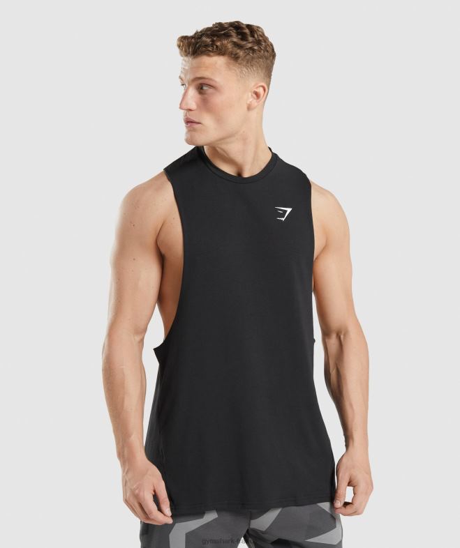 Gymshark réservoir à bras tombant critique 2.0 noir Hommes 6HF28918