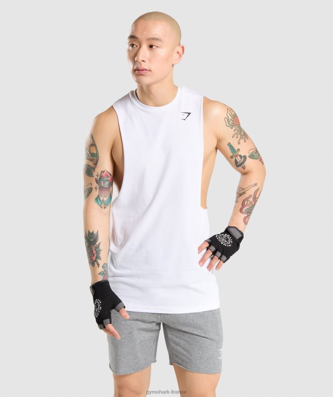 Gymshark réservoir à bras tombant critique blanc Hommes 6HF28936