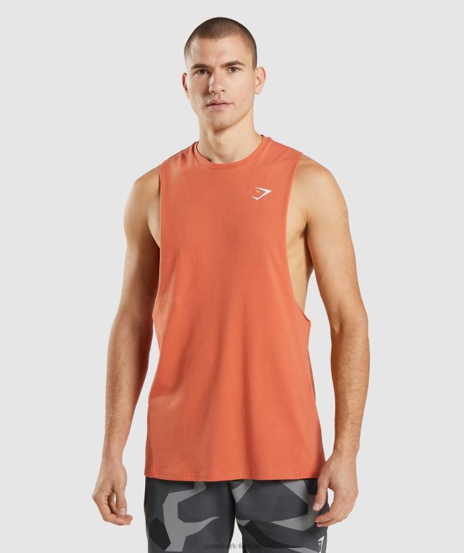 Gymshark réservoir à bras tombant critique orange argile Hommes 6HF28929