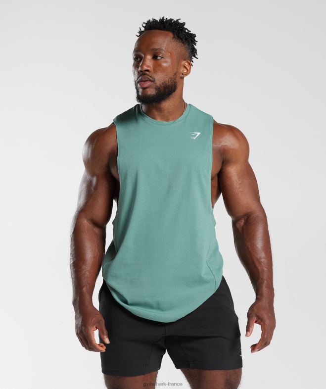 Gymshark réservoir à bras tombant de réaction bleu sarcelle d'encre Hommes 6HF28973