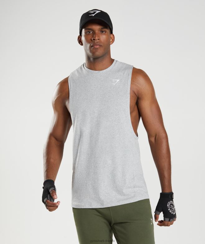 Gymshark réservoir à bras tombant de réaction chiné à noyau gris clair Hommes 6HF28888