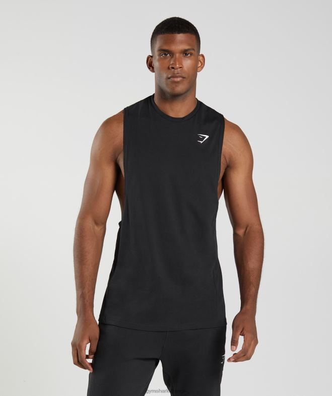Gymshark réservoir à bras tombant de réaction noir Hommes 6HF28885