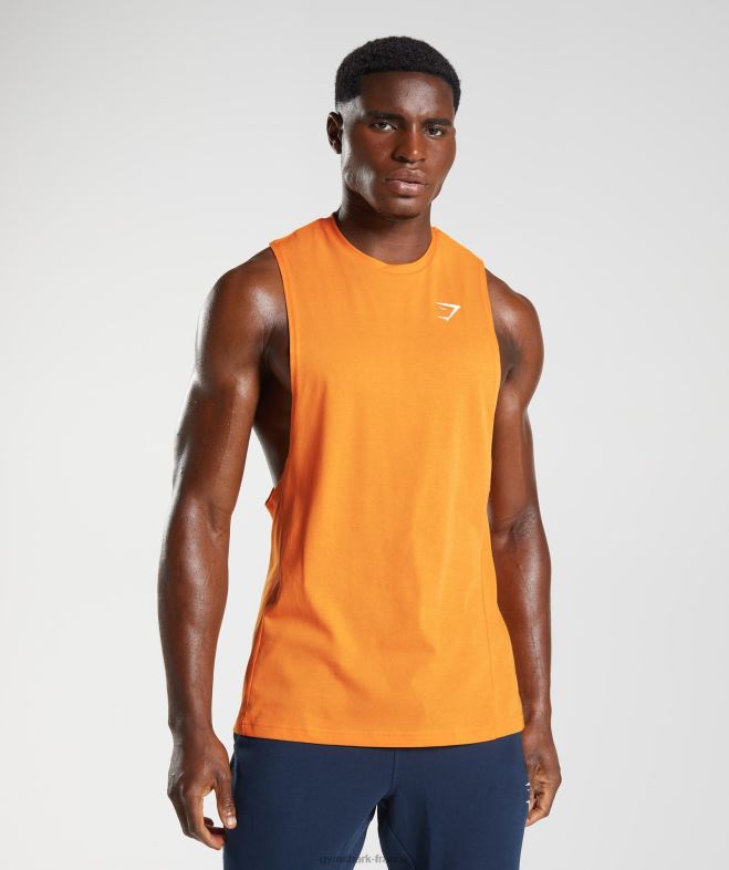 Gymshark réservoir à bras tombant de réaction orange éclatant de soleil Hommes 6HF28948