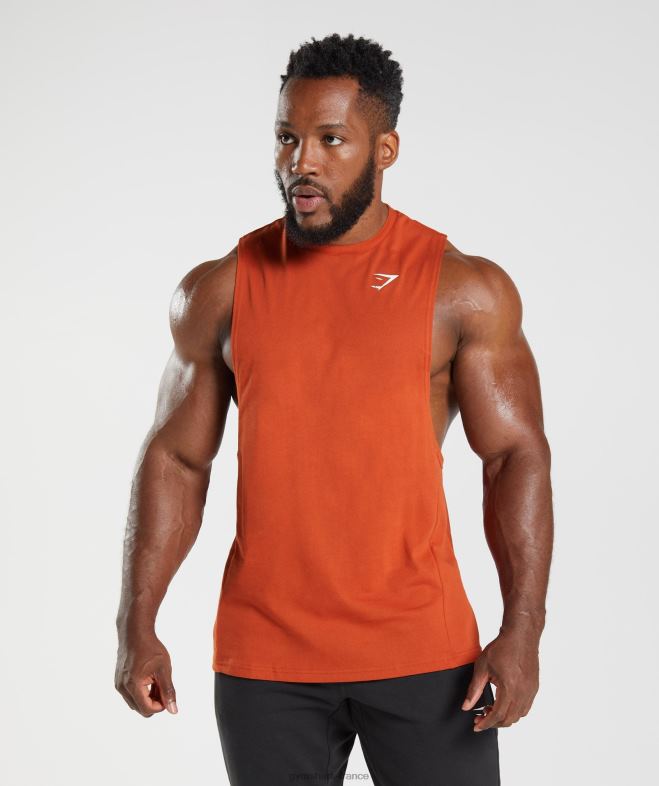 Gymshark réservoir à bras tombant de réaction rouge de Cayenne Hommes 6HF28942