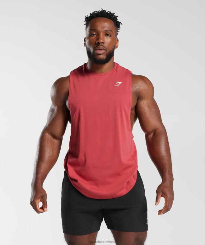 Gymshark réservoir à bras tombant de réaction rouge séché au soleil Hommes 6HF28974