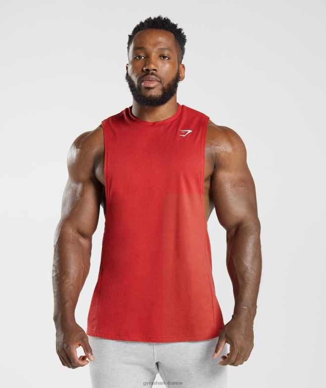 Gymshark réservoir à bras tombant de réaction rouge salsa Hommes 6HF28966