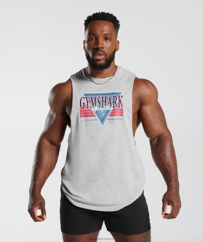 Gymshark réservoir à bras tombant retrowave chiné à noyau gris clair Hommes 6HF28886