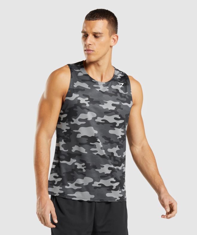 Gymshark réservoir d'arrivée imprimé gris Hommes 6HF28902