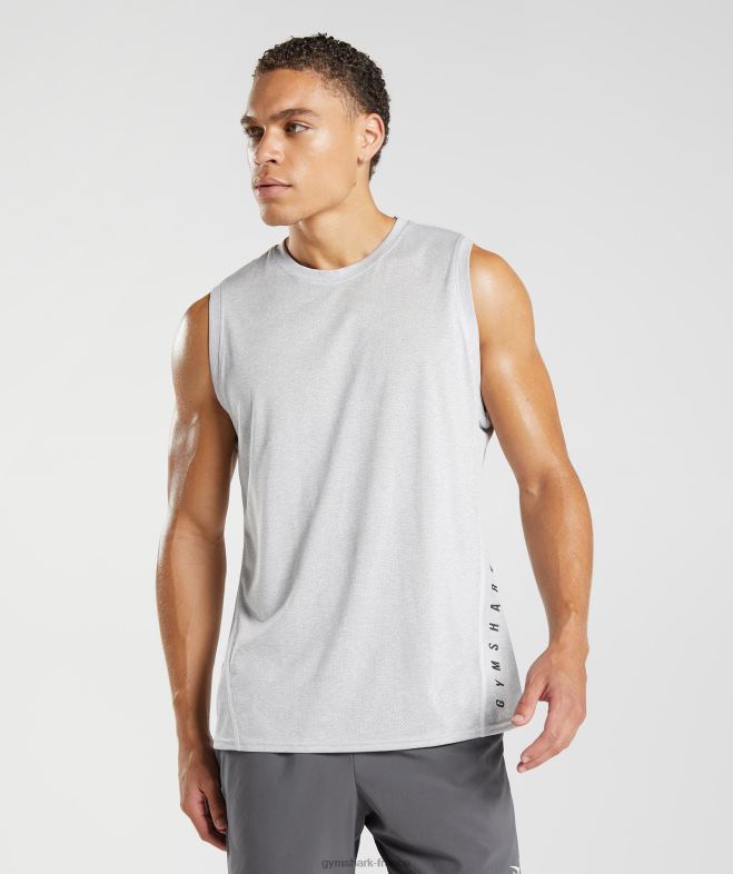 Gymshark réservoir de sport blanc/gris fumé chiné Hommes 6HF28933