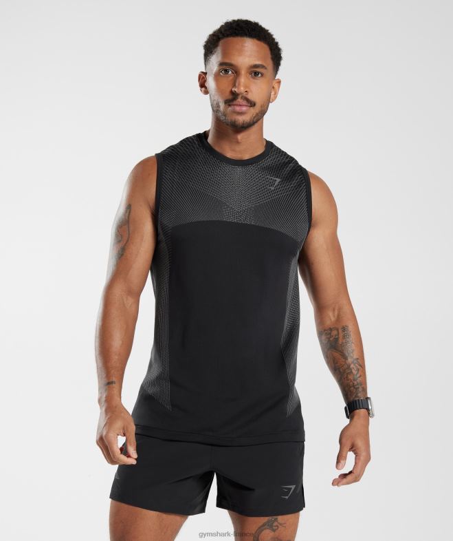 Gymshark réservoir sans couture apex noir/gris silhouette Hommes 6HF28917