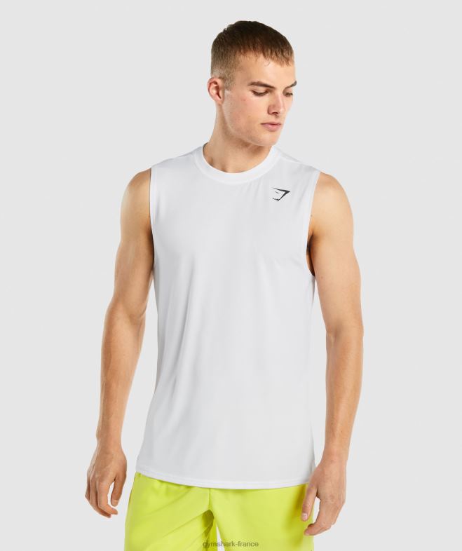Gymshark t-shirt sans manches à l'arrivée blanc Hommes 6HF28898