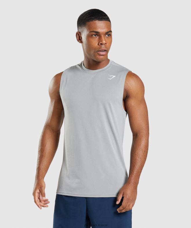 Gymshark t-shirt sans manches à l'arrivée gris fumé Hommes 6HF28947
