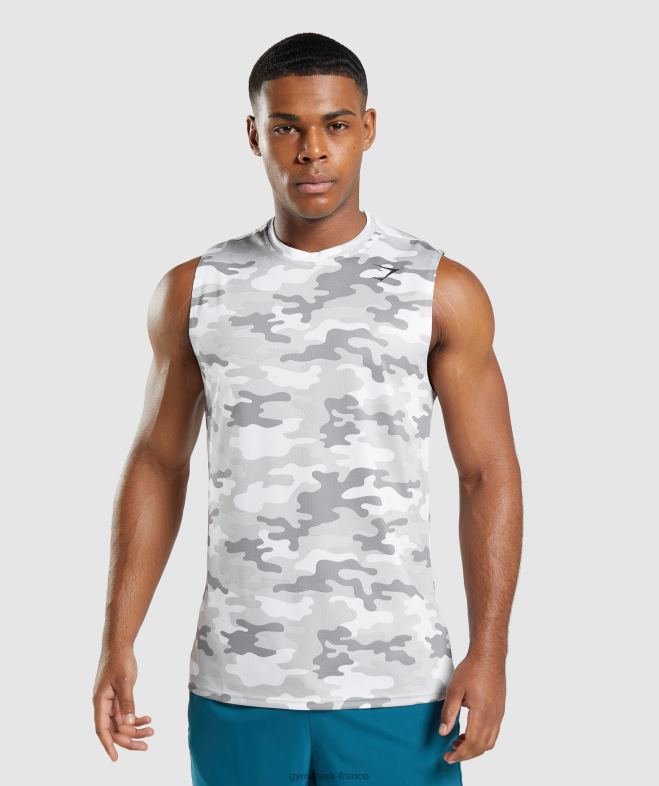 Gymshark t-shirt sans manches à l'arrivée imprimé gris clair Hommes 6HF28905