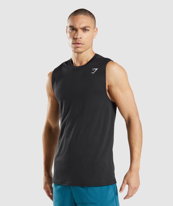 Gymshark t-shirt sans manches à l'arrivée noir Hommes 6HF28915