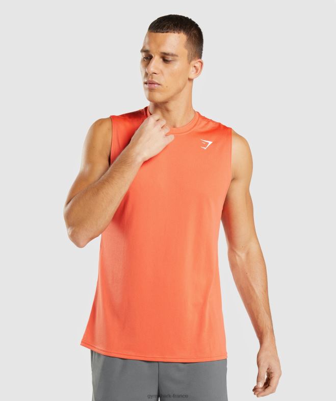 Gymshark t-shirt sans manches à l'arrivée papaye orange Hommes 6HF28939