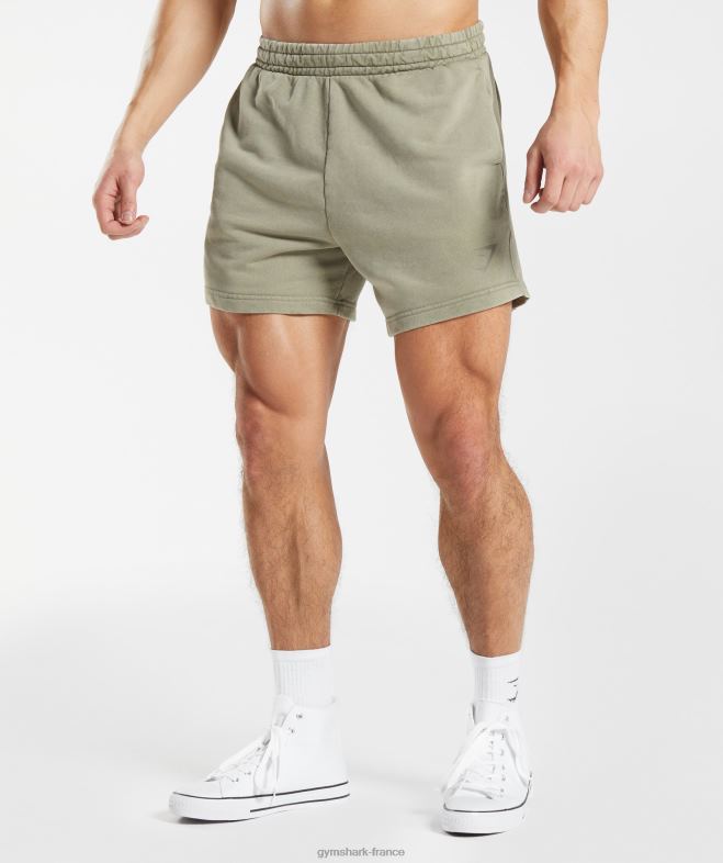 Gymshark short 5 délavé sous pression marron écru Hommes 6HF28512