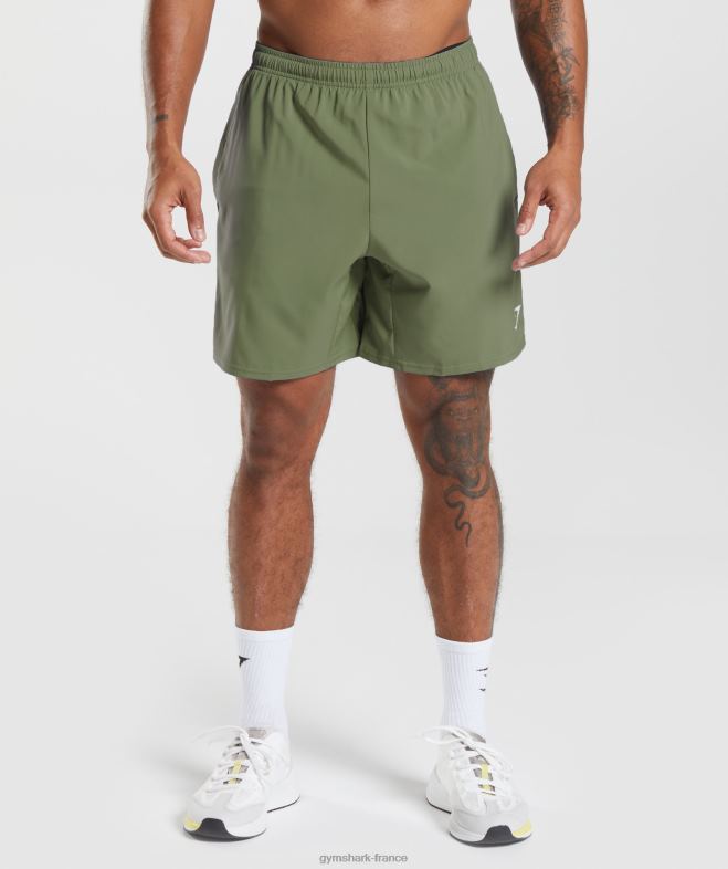 Gymshark short d'arrivée noyau d'olive Hommes 6HF28530