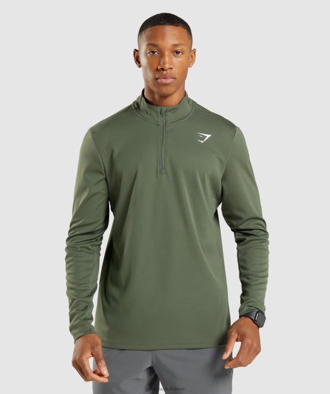 Gymshark arrivée pull 1/4 zip noyau d'olive Hommes 6HF28871
