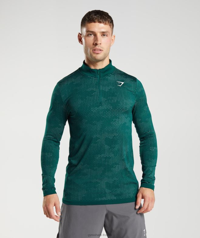 Gymshark fermeture éclair 1/4 sans coutures sport vert forêt/vert hoya Hommes 6HF28807