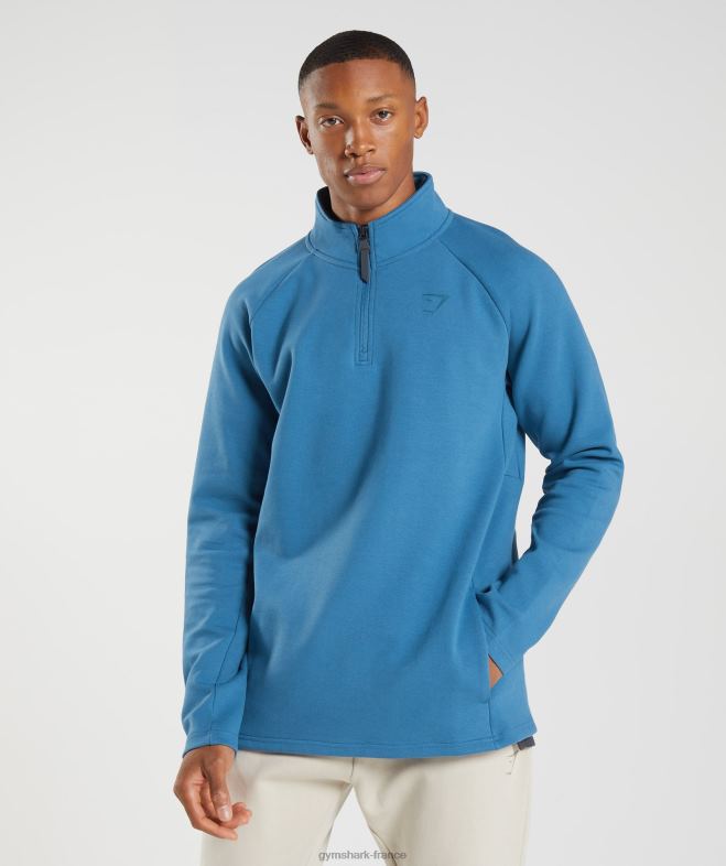 Gymshark jour de repos 1/4 zip bleu au bord du lac Hommes 6HF28832