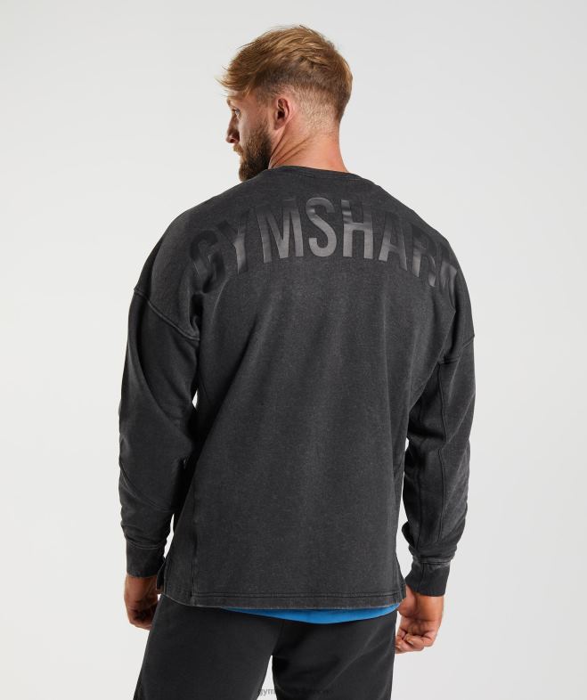 Gymshark équipage lavé sous pression noir Hommes 6HF28851