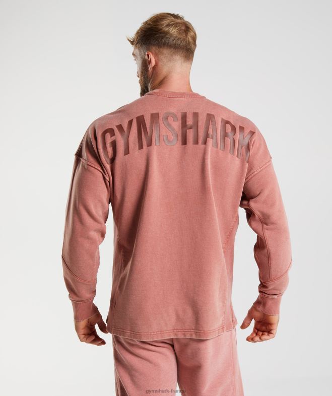 Gymshark équipage lavé sous pression rose marron Hommes 6HF28790