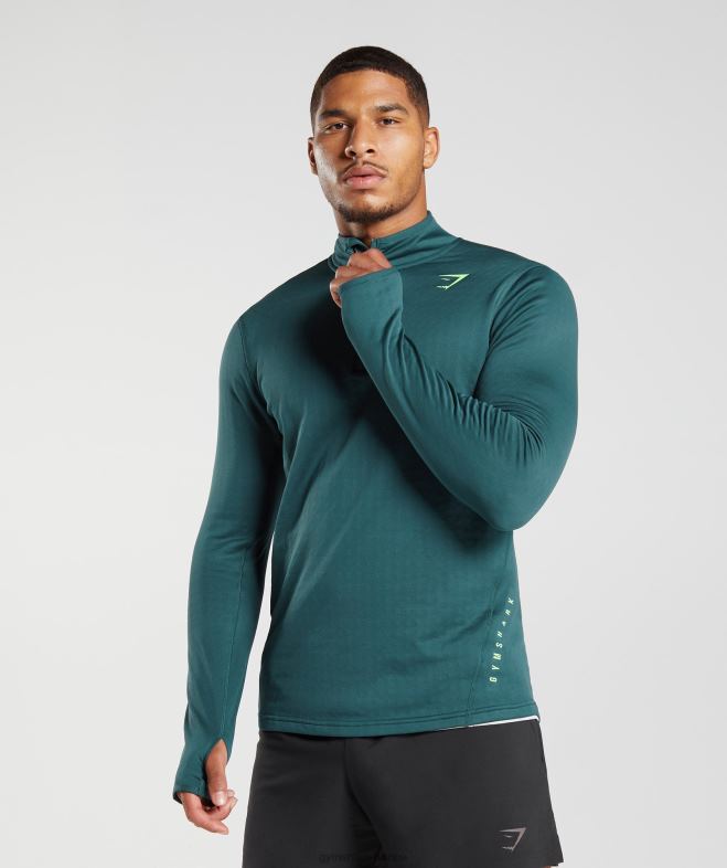 Gymshark sport 1/4 zip sarcelle d'hiver Hommes 6HF28815
