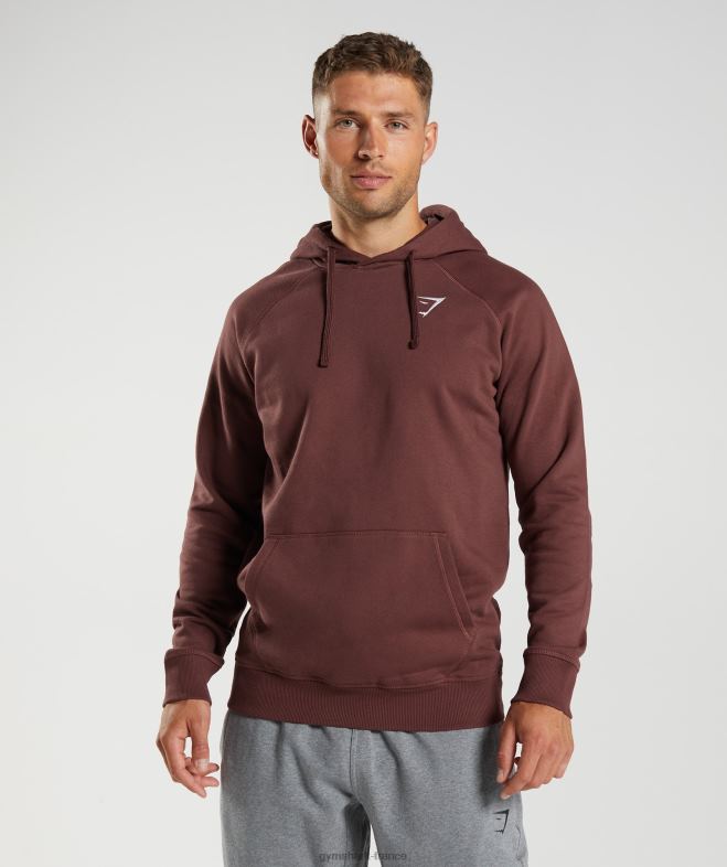 Gymshark sweat à capuche avec écusson brun cerise Hommes 6HF28836