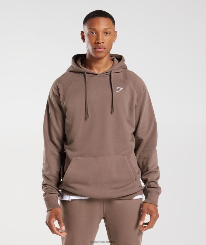 Gymshark sweat à capuche avec écusson brun truffe Hommes 6HF28820