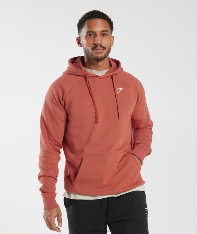 Gymshark sweat à capuche avec écusson kaki rouge Hommes 6HF28804
