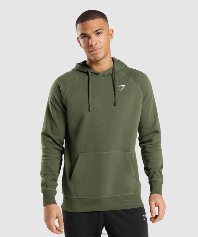 Gymshark sweat à capuche avec écusson noyau d'olive Hommes 6HF28806