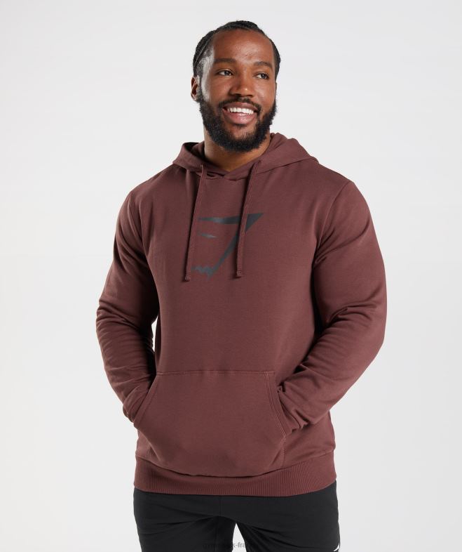 Gymshark sweat à capuche avec remplissage de tête de requin brun cerise Hommes 6HF28863