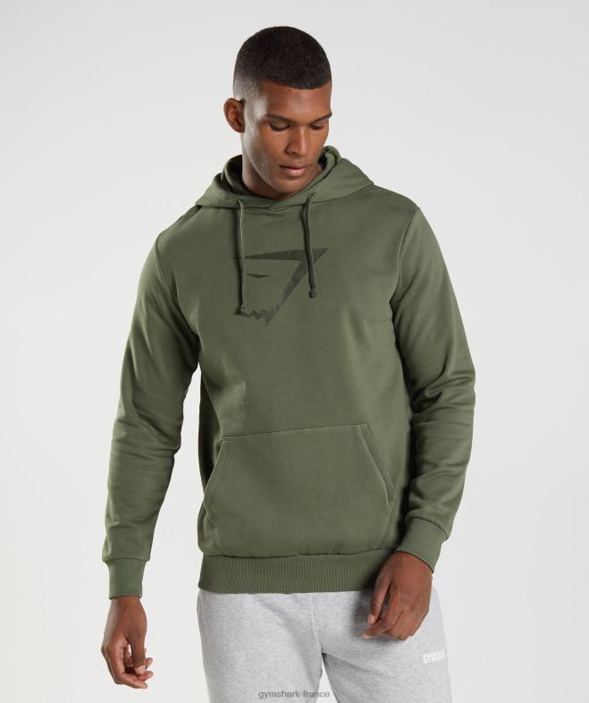 Gymshark sweat à capuche avec remplissage de tête de requin noyau d'olive Hommes 6HF28872