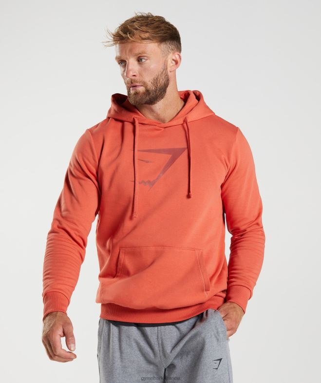 Gymshark sweat à capuche avec remplissage de tête de requin rouge orage Hommes 6HF28865