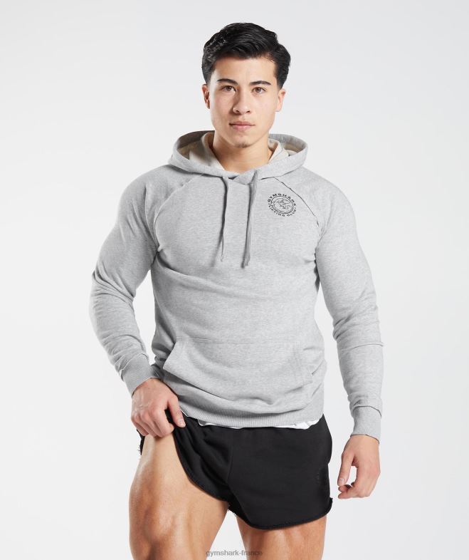 Gymshark sweat à capuche héritage chiné gris clair Hommes 6HF28837