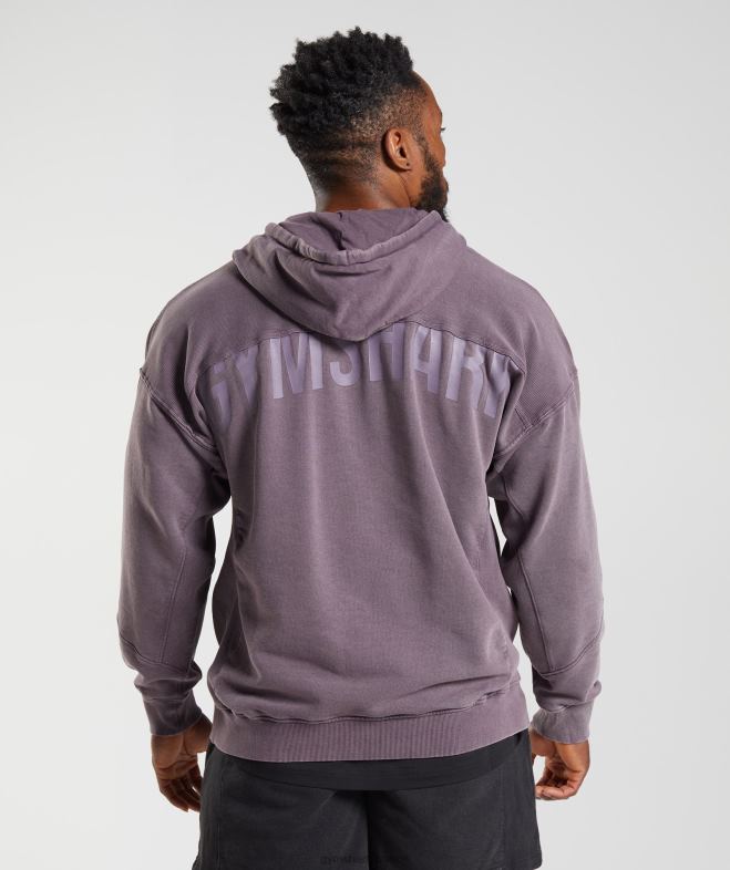 Gymshark sweat à capuche lavé sous pression lilas musqué Hommes 6HF28788