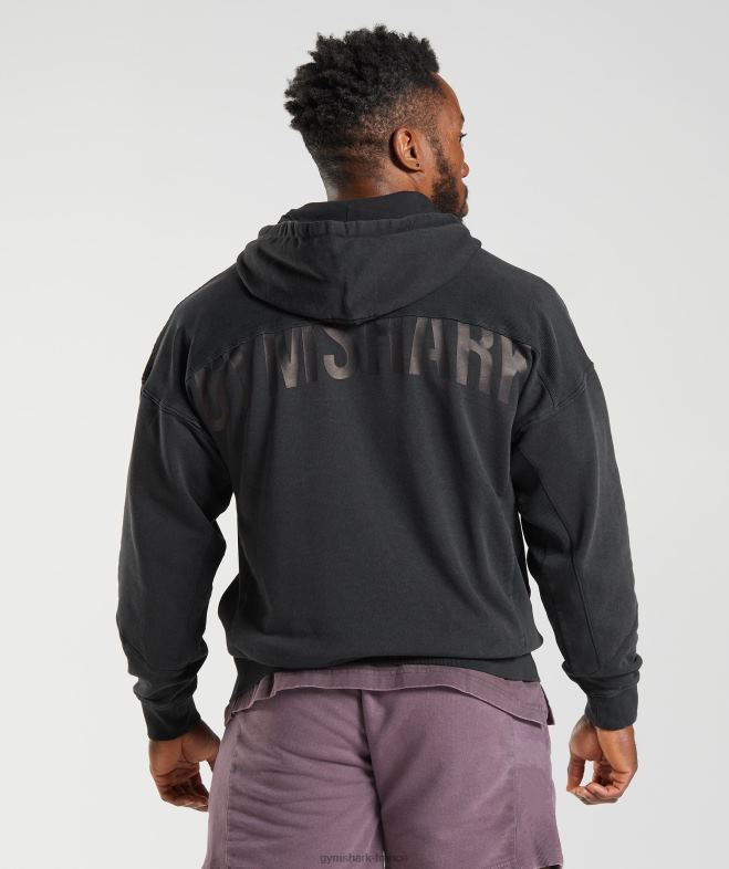 Gymshark sweat à capuche lavé sous pression noir Hommes 6HF28835
