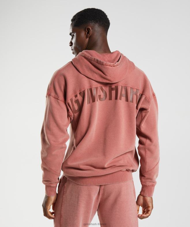 Gymshark sweat à capuche lavé sous pression rose marron Hommes 6HF28792