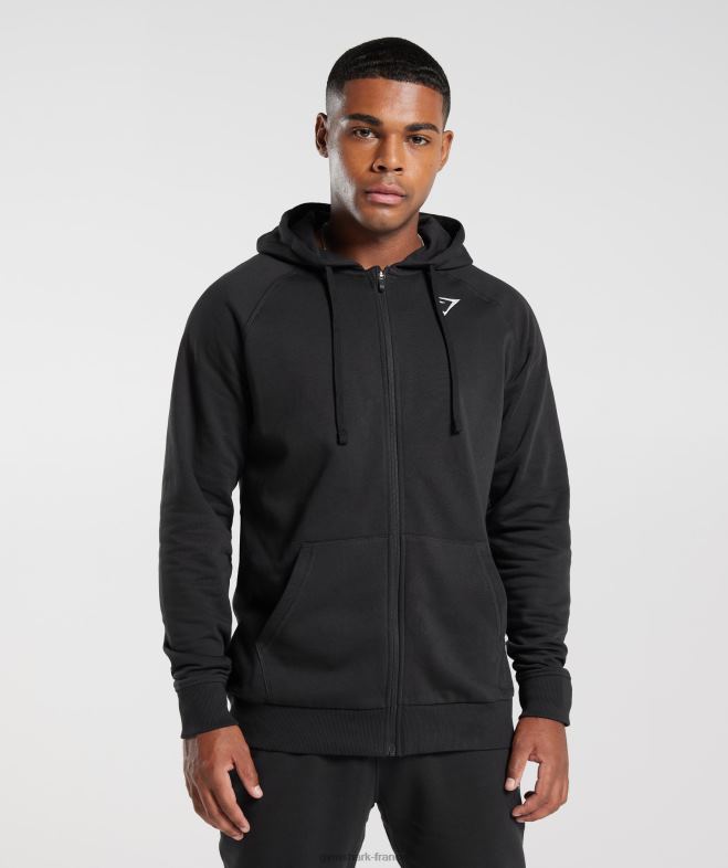 Gymshark sweat à capuche zippé avec écusson noir Hommes 6HF28786