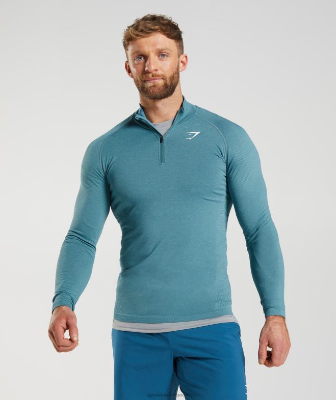 Gymshark vital 1/4 zip bleu tonnerre/bleu iceberg Hommes 6HF28857
