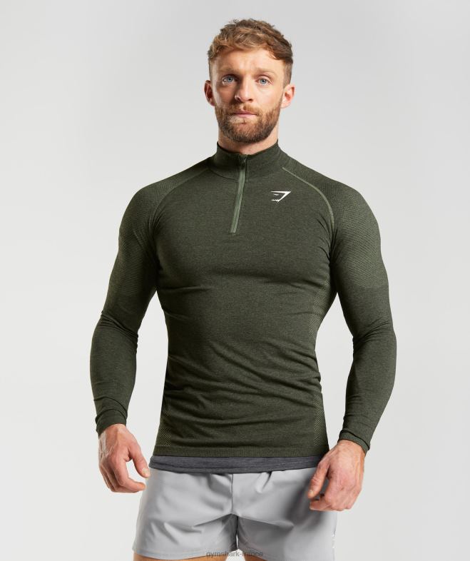 Gymshark vital 1/4 zip âme olive/noir Hommes 6HF28811