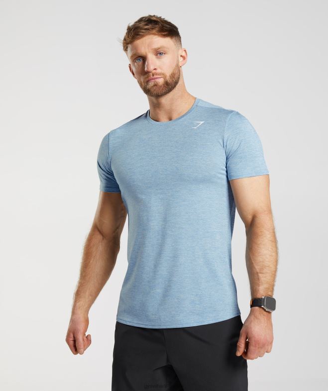 Gymshark arrivée t-shirt chiné bleu ozone/bleu horizon chiné Hommes 6HF28781