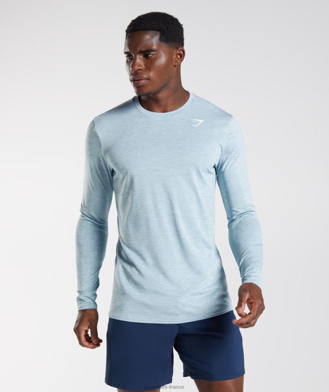 Gymshark arrivée - t-shirt chiné à manches longues bleu iceberg/bleu glacé chiné Hommes 6HF28730