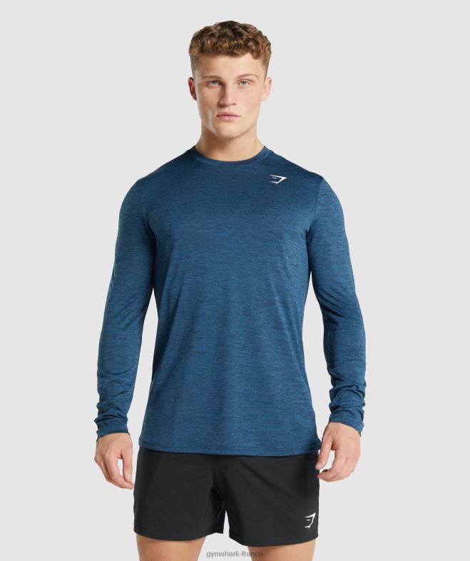 Gymshark arrivée - t-shirt chiné à manches longues marine chiné Hommes 6HF28755