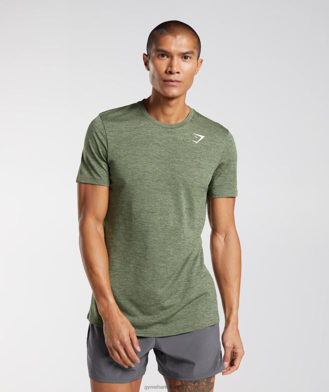 Gymshark arrivée t-shirt chiné noyau d'olive/marne d'olive de Kalamata Hommes 6HF28639