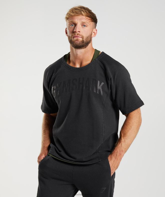 Gymshark haut en chiffon lavé sous pression noir Hommes 6HF28659